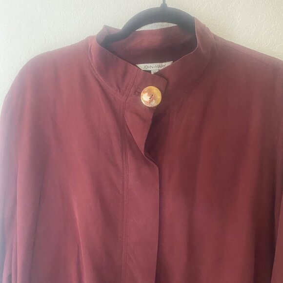 John Mark Oversized Shirt Womens XL red 3/4 sleeve Pullover Boho Travel Casual - Picture 7 of 16